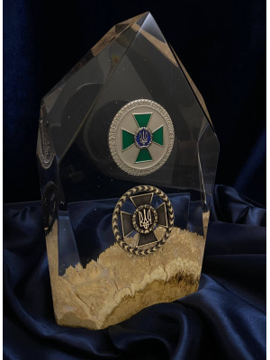 Кристал сувенірний "ДПСУ + кокарда" з епоксидної смоли (41050) 