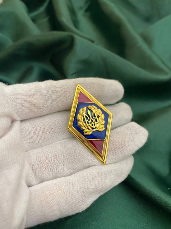 Ромб тризуб червоно-синій 51х28х2мм (15781)