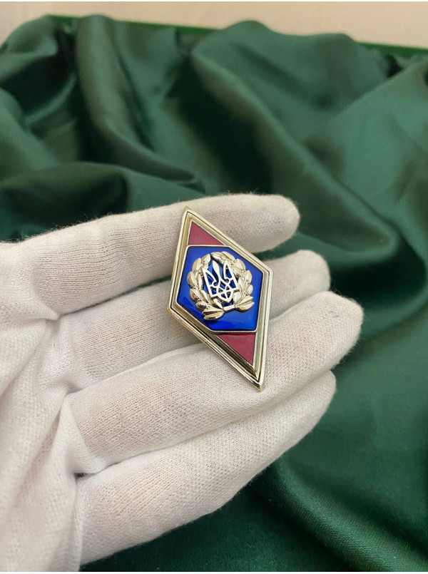 Ромб тризуб червоно-синій 51х28х2мм (15781)