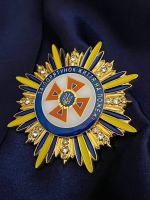 Нагрудний знак "За порятунок життя на пожежі" 60мм (25176)