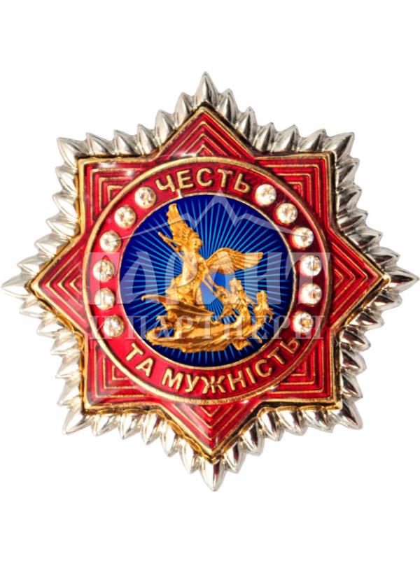 Нагрудний знак патріота України "Честь та мужність" 49,5*49,5 мм  (21276)