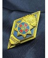 Ромб з хрестом "НАНГУ. Полум'я" синій 28х51х2 мм (25348)
