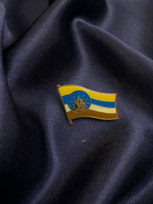 Значок "Прапор  Всеукраїнська рада ветеранів" 24 х 32х2,0 мм (17309)
