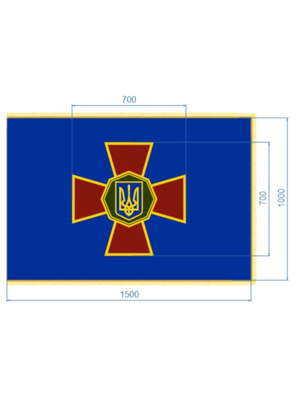 Прапор двосторонній купольний НГУ 1х1,5 м з бахромою (35758)