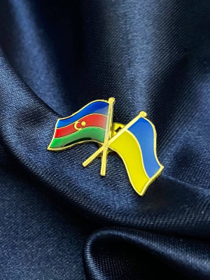 Значок флаги Азербайджан та УкраЇна 25Х16мм (18923)
