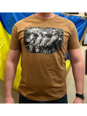 Футболка пісочна АЛЬФА _грудь принт, бійці принт don't follow me (37098)
