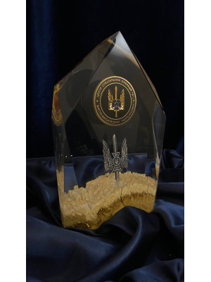 Кристал сувенірний "Альфа + кокарда" з епоксидної смоли (41052)