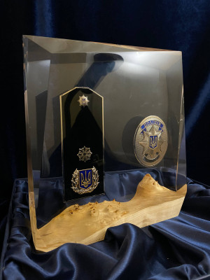 Кристал сувенірний "Погон генерала 3 рангу + жетон" з епоксидної смоли (41059)