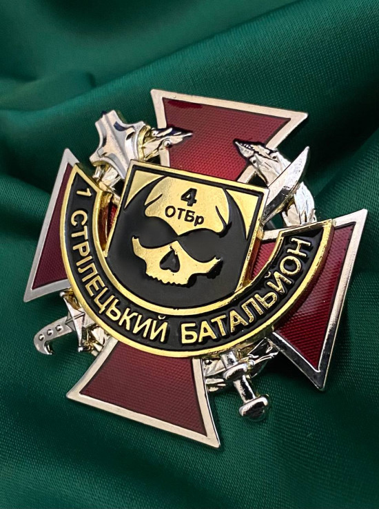 Нагрудний знак 1 стрілецький батальйон 4ОТБр 45х45мм (39148)