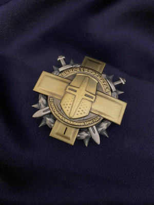 Нагрудний знак 1ст. “ХРЕСТ ВОЇНА-ЛИЦАРЯ” 32 окремої механізованої бригади_ 45 мм (39717)
