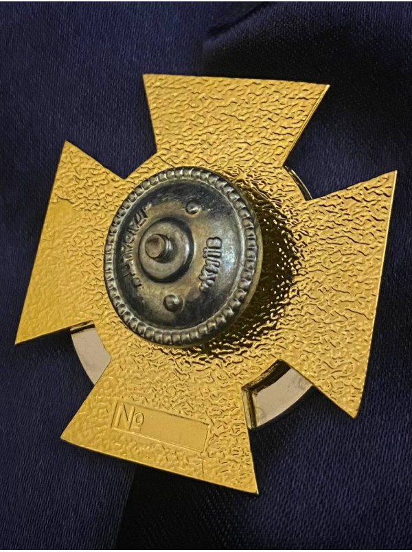 Нагрудний знак ГУ_СБУ_ "Власна безпека"_вовк_ хрест 45х45х2,5 мм (32529)